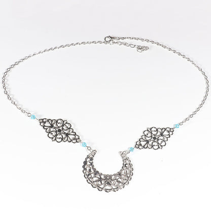 Hollow Out Moon Diamond Hair Chain