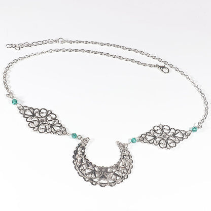 Hollow Out Moon Diamond Hair Chain