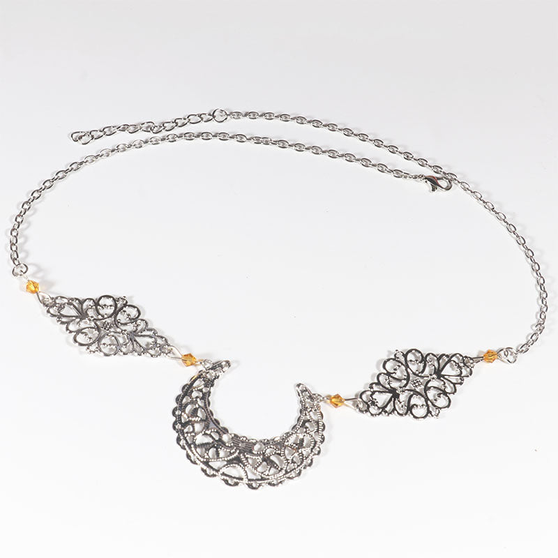 Hollow Out Moon Diamond Hair Chain