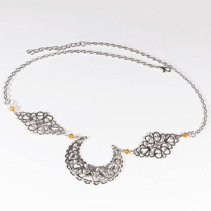 Hollow Out Moon Diamond Hair Chain