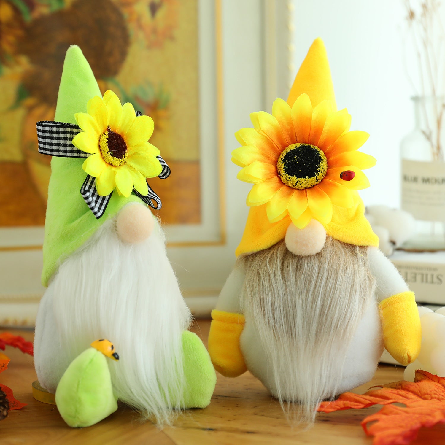 Sunflower Bumble Bee Striped Gnome Scandinavian Honey Bee Elfs Home Decorative Plush Doll Figurines Faceless Doll Ornament 16