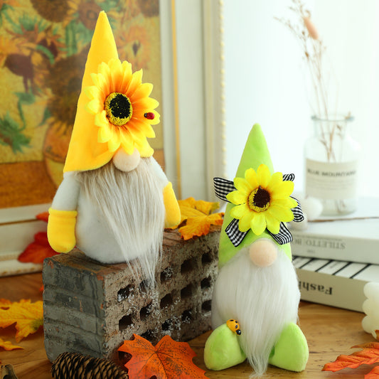 Sunflower Bumble Bee Striped Gnome Scandinavian Honey Bee Elfs Home Decorative Plush Doll Figurines Faceless Doll Ornament 16
