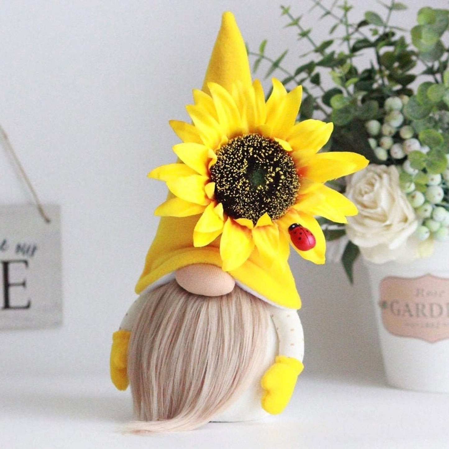 Sunflower Bumble Bee Striped Gnome Scandinavian Honey Bee Elfs Home Decorative Plush Doll Figurines Faceless Doll Ornament 16