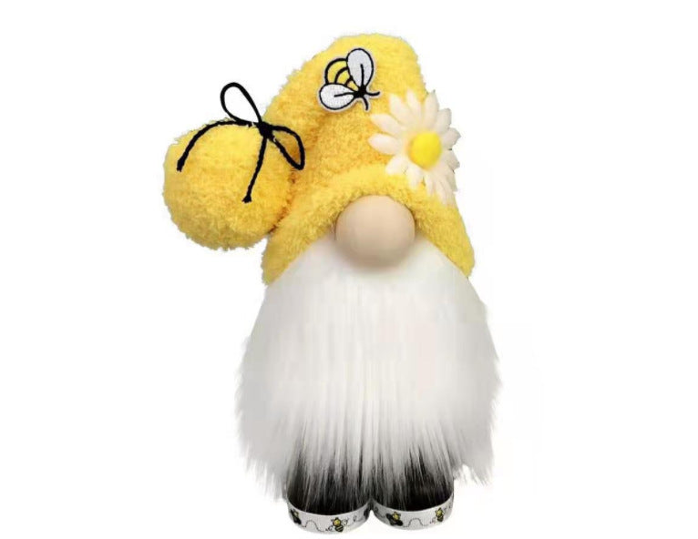 Sunflower Bumble Bee Striped Gnome Scandinavian Honey Bee Elfs Home Decorative Plush Doll Figurines Faceless Doll Ornament 16