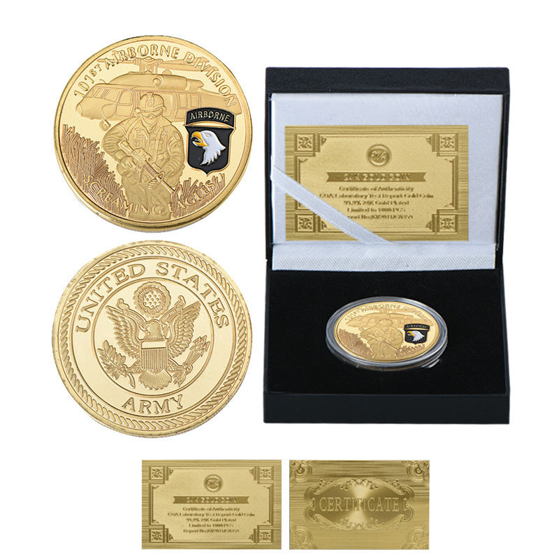 United States Screaming Army 101st Airborne Division Gold Plated Souvenir Coin 1617787025195
