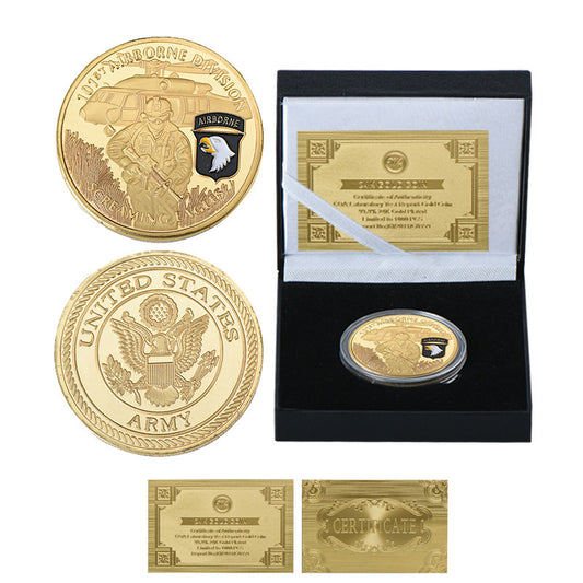 United States Screaming Army 101st Airborne Division Gold Plated Souvenir Coin 1617787025195
