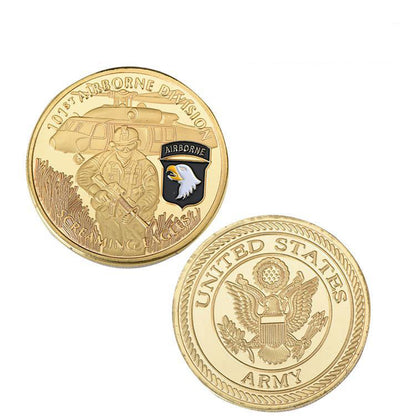 United States Screaming Army 101st Airborne Division Gold Plated Souvenir Coin 1617787025209