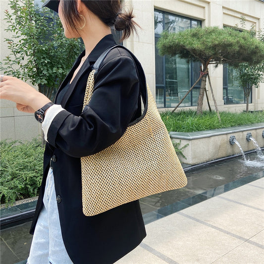Fashion Rattan Women Shoulder Bags Wikcer Woven Female Handbags Large Capacity Summer Beach Straw Bags Casual Totes 161778748