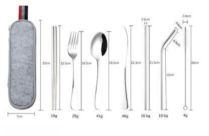 Stainless Steel Travel Carrying Case Outdoor Cutlery Set 1617795930422