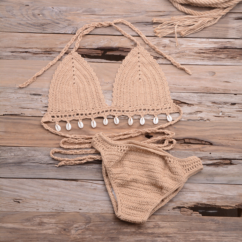Hollow Shell Top Hand-Woven Bikini Outdoor 1617860467709