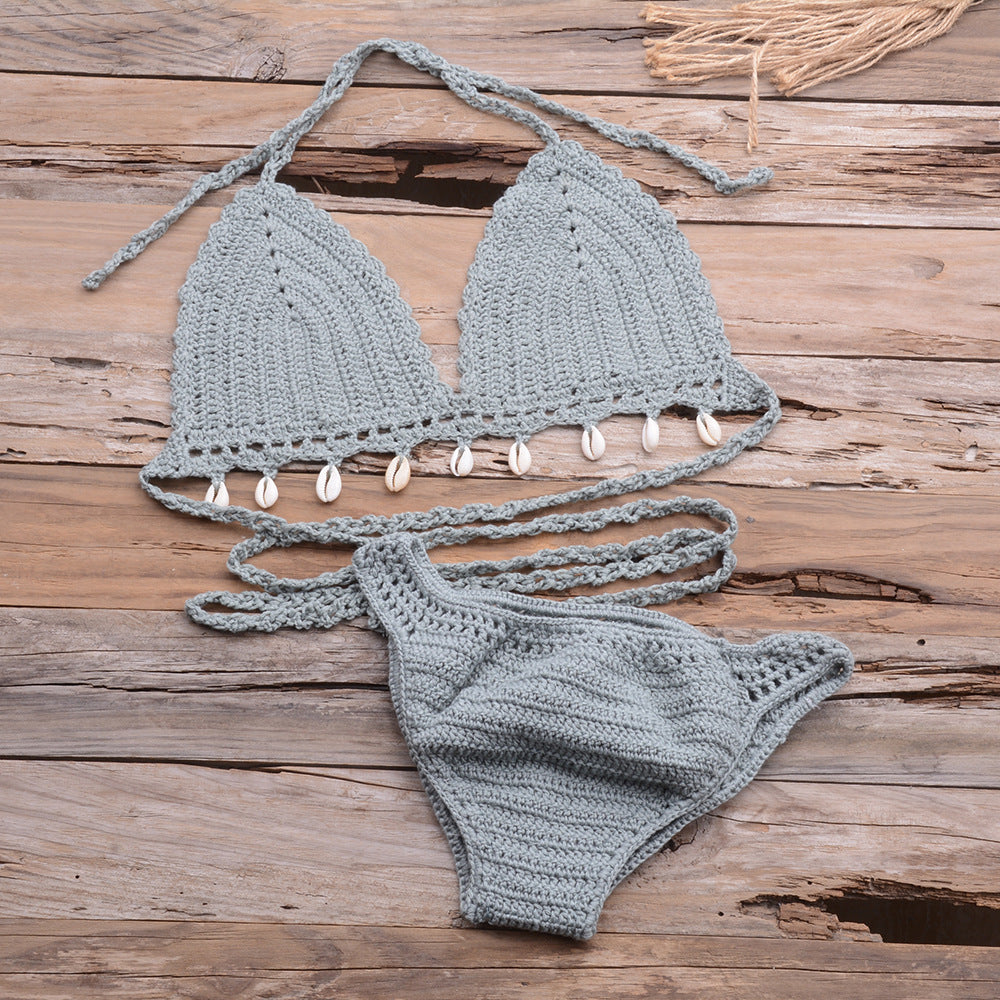 Hollow Shell Top Hand-Woven Bikini Outdoor 1617860467721
