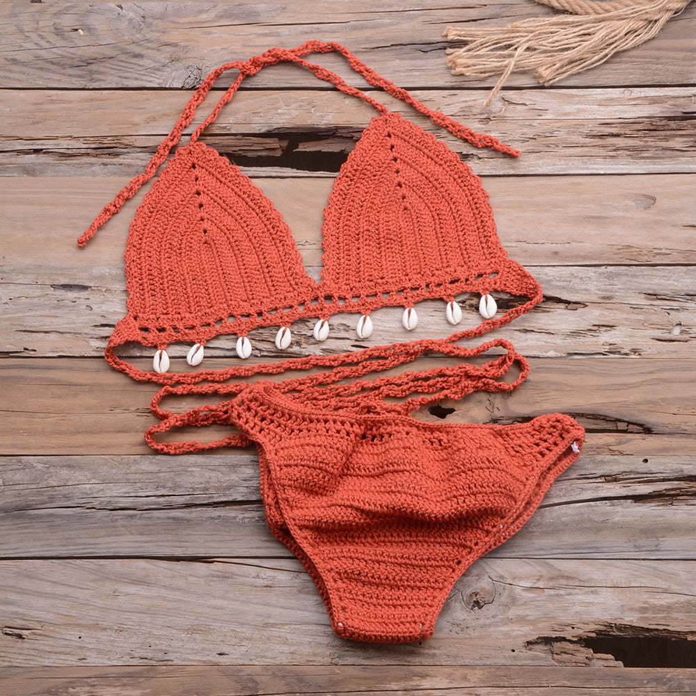 Hollow Shell Top Hand-Woven Bikini Outdoor 1617860467735