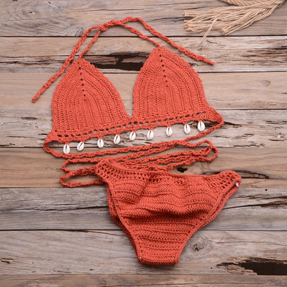 Hollow Shell Top Hand-Woven Bikini Outdoor 1617860467735