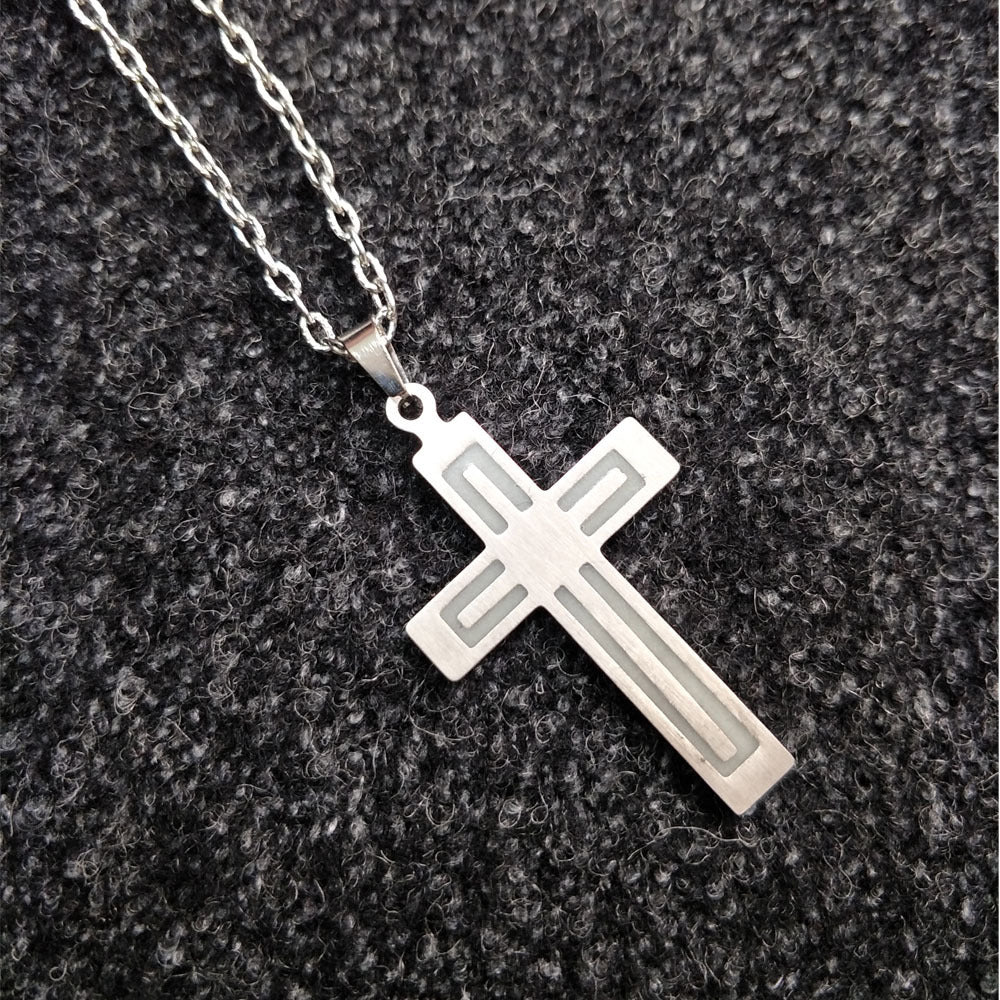 Glowing Necklace CROSS Necklace Stainless Steel 1617869140448
