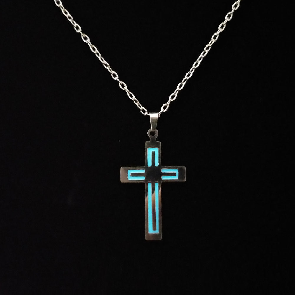 Glowing Necklace CROSS Necklace Stainless Steel 1617869140449