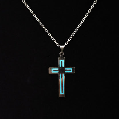 Glowing Necklace CROSS Necklace Stainless Steel 1617869140449