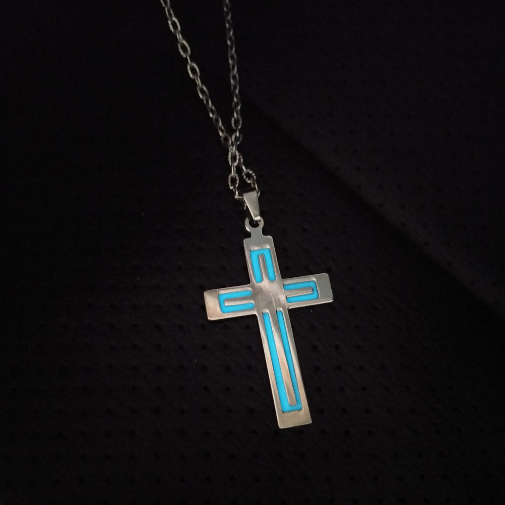 Glowing Necklace CROSS Necklace Stainless Steel 1617869140451