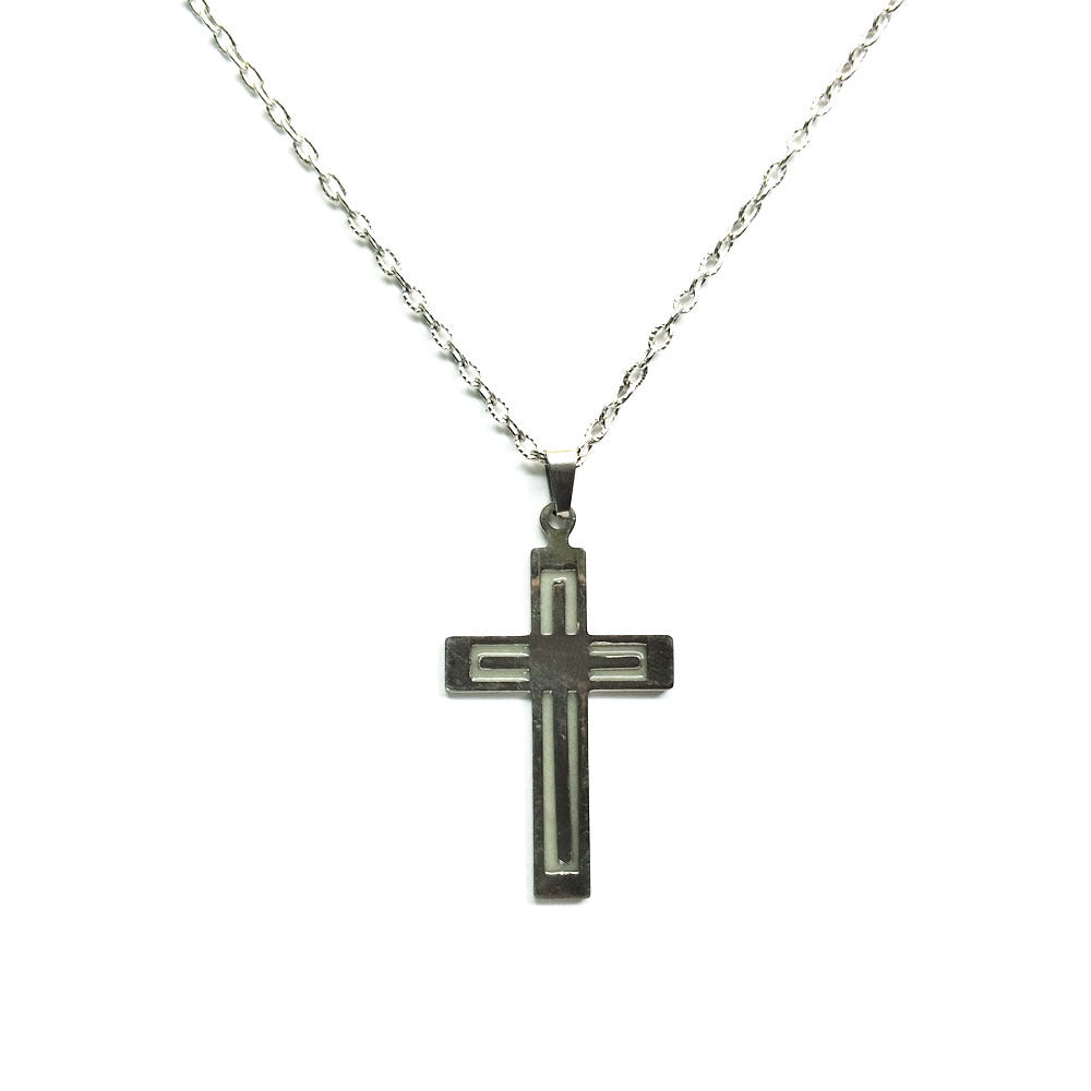 Glowing Necklace CROSS Necklace Stainless Steel 1617869140452