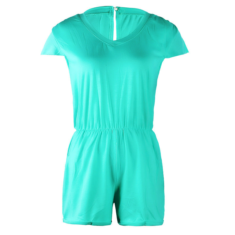 Ladies V Neck Sleeveless Jumpsuit Sexy Beach Jumpsuit 1617871176852