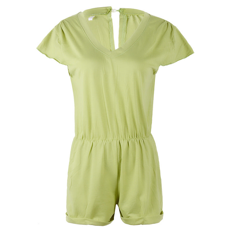 Ladies V Neck Sleeveless Jumpsuit Sexy Beach Jumpsuit 1617871176862