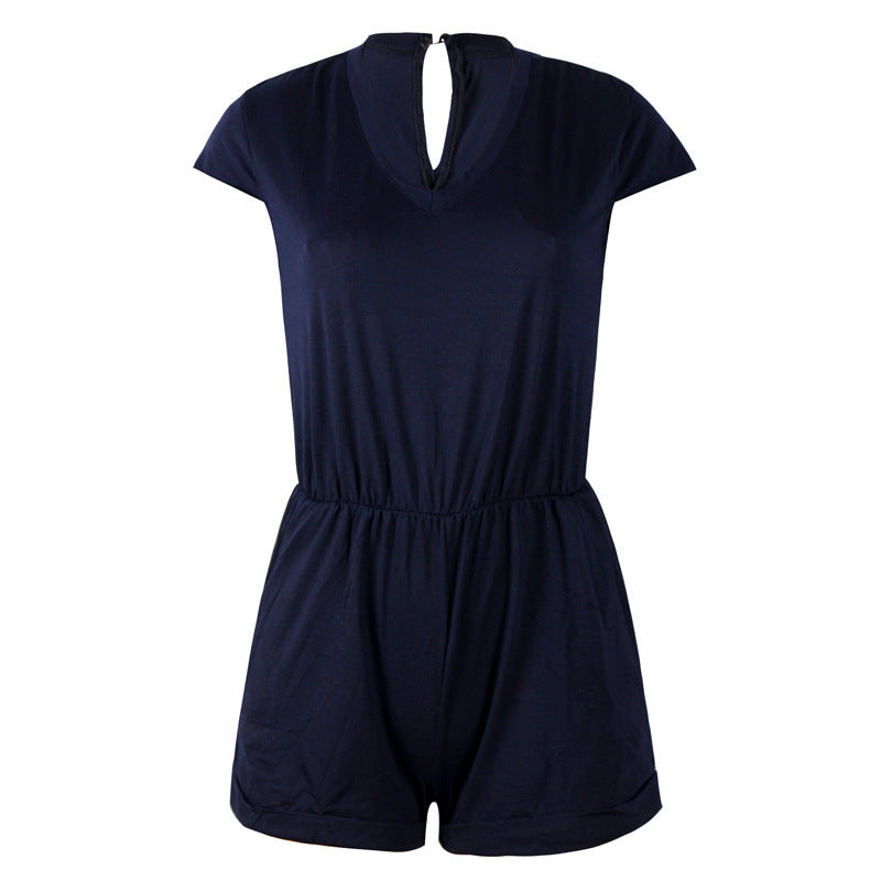Ladies V Neck Sleeveless Jumpsuit Sexy Beach Jumpsuit 1617871177153