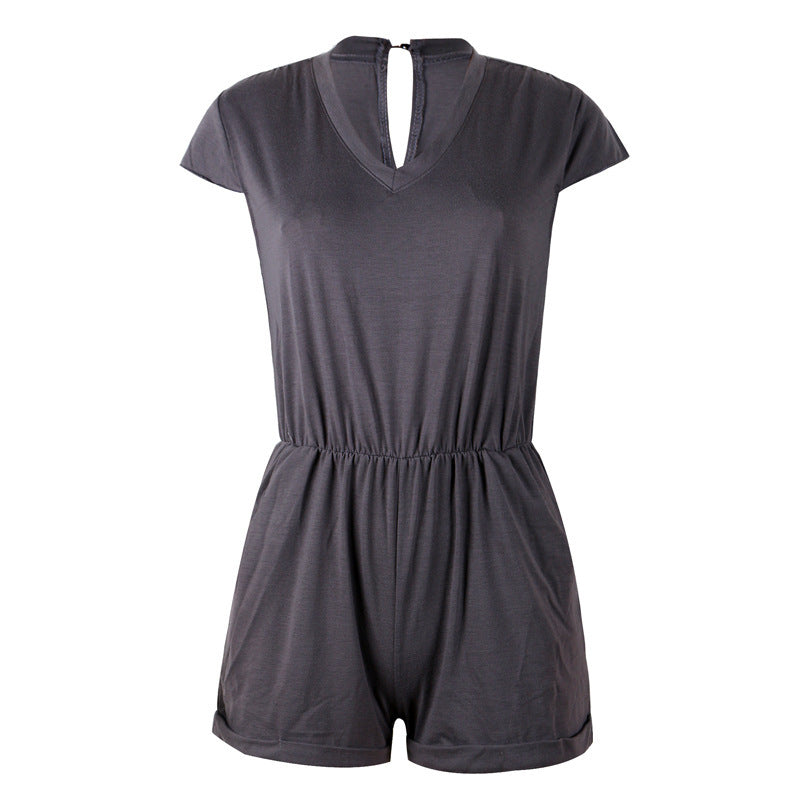 Ladies V Neck Sleeveless Jumpsuit Sexy Beach Jumpsuit 1617871177160