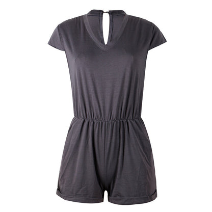 Ladies V Neck Sleeveless Jumpsuit Sexy Beach Jumpsuit 1617871177160