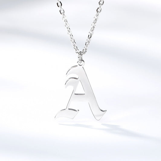 Ancient English Alphabet Initials Necklace Stainless Steel Necklace 1617873362890