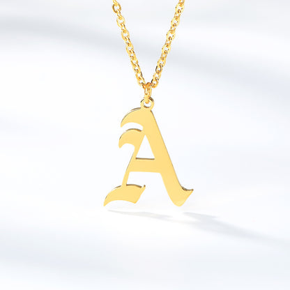 Ancient English Alphabet Initials Necklace Stainless Steel Necklace 1617873555727