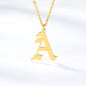 Ancient English Alphabet Initials Necklace Stainless Steel Necklace 1617873555727