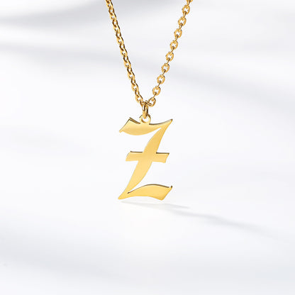 Ancient English Alphabet Initials Necklace Stainless Steel Necklace 1617873616403