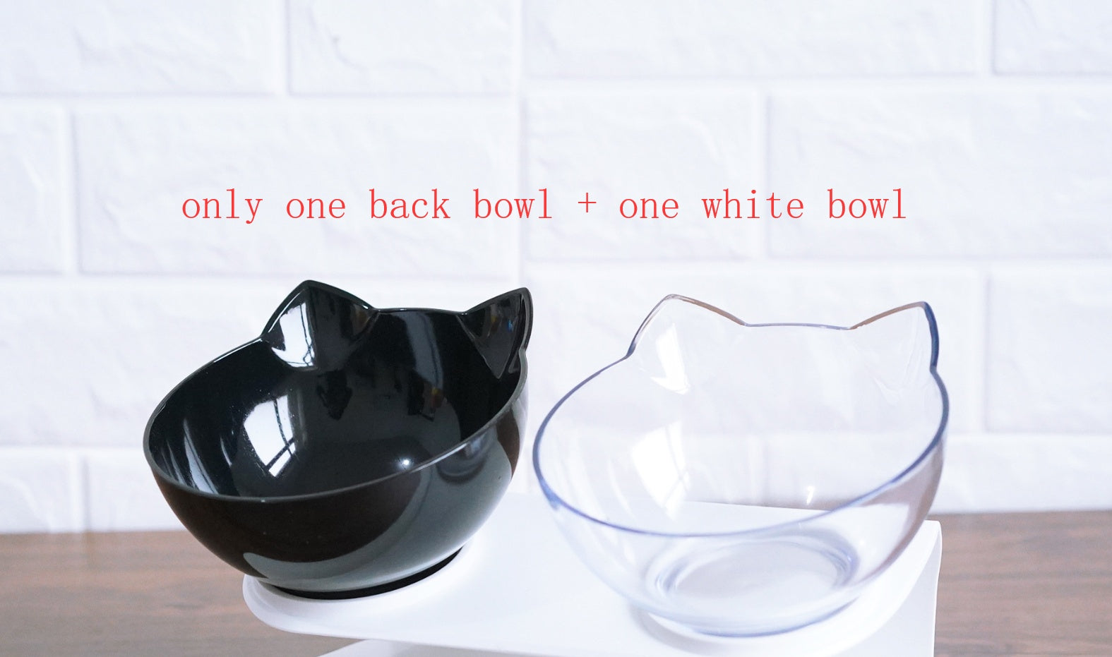 New Inclined Food Cat Ear Oblique Mouth Transparent Single Pet Bowl 1617934130963