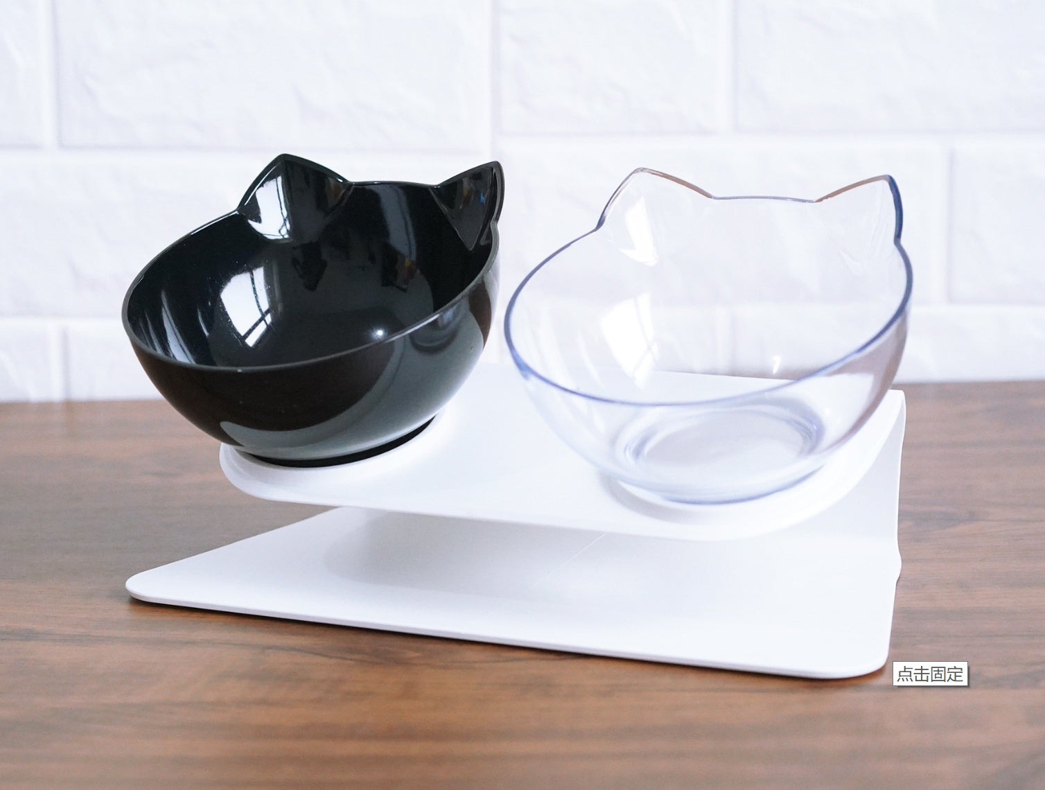 New Inclined Food Cat Ear Oblique Mouth Transparent Single Pet Bowl 1617934221815