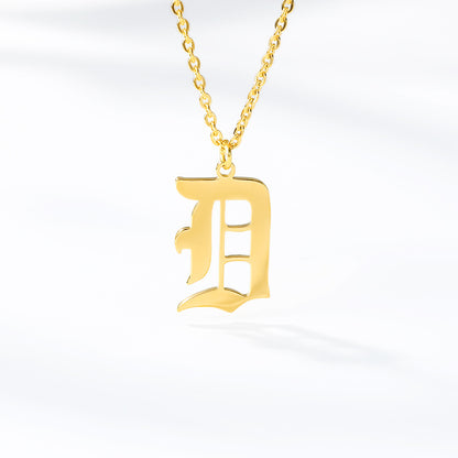 Ancient English Alphabet Initials Necklace Stainless Steel Necklace 1617943601232