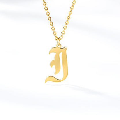 Ancient English Alphabet Initials Necklace Stainless Steel Necklace 1617943601531