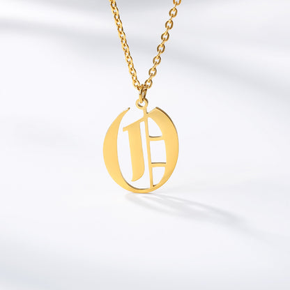 Ancient English Alphabet Initials Necklace Stainless Steel Necklace 1617943601557