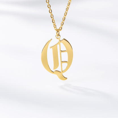 Ancient English Alphabet Initials Necklace Stainless Steel Necklace 1617943601837