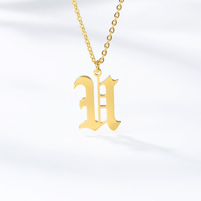 Ancient English Alphabet Initials Necklace Stainless Steel Necklace 1617943601854