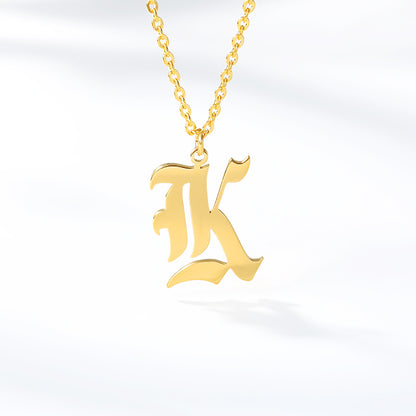 Ancient English Alphabet Initials Necklace Stainless Steel Necklace 1617944317546