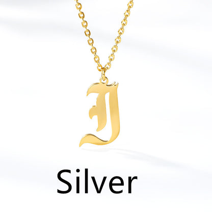 Ancient English Alphabet Initials Necklace Stainless Steel Necklace 1617944904167