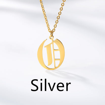 Ancient English Alphabet Initials Necklace Stainless Steel Necklace 1617944904189