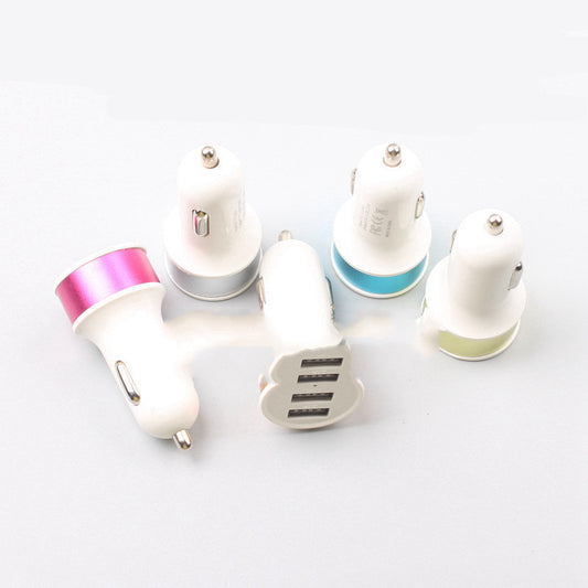 Color round metal ring 2A steel ring aluminum alloy car phone charger dual USB nipple car charger 1617947606285