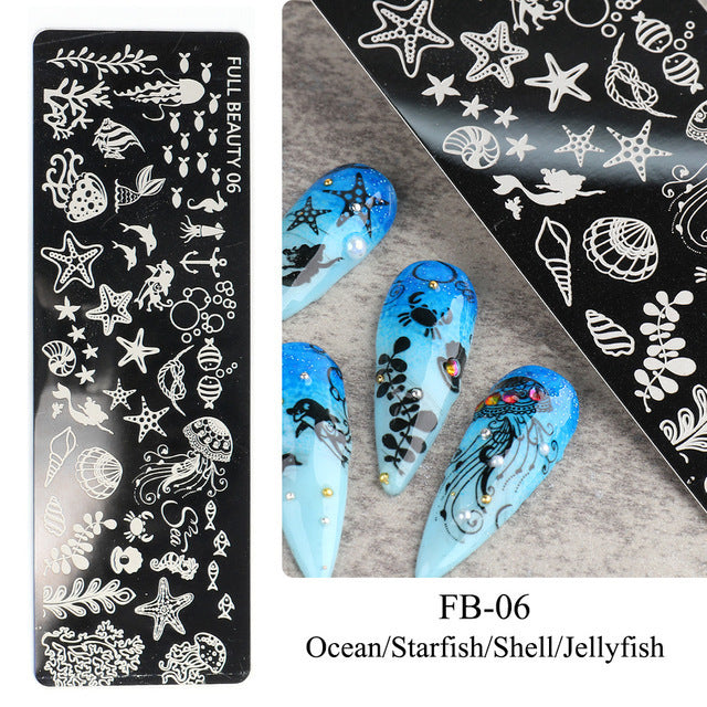 Nail Tool Steel Plate Transfer Template Lover Love Natural Flowers Ocean Pattern 1617955001674