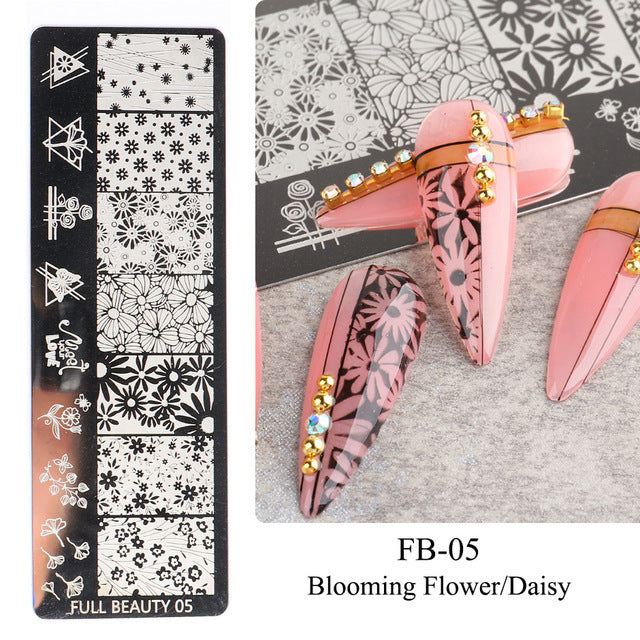Nail Tool Steel Plate Transfer Template Lover Love Natural Flowers Ocean Pattern 1617955001683
