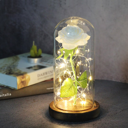 Mothers Day Wedding Favors Bridesmaid Gift Immortal Simulation Rose Glass Cover Luminous Led Ornament 1618134060193