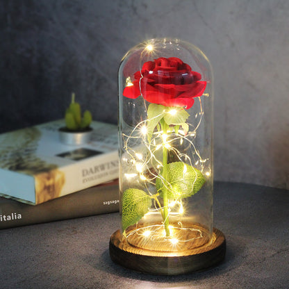 Mothers Day Wedding Favors Bridesmaid Gift Immortal Simulation Rose Glass Cover Luminous Led Ornament 1618134060227