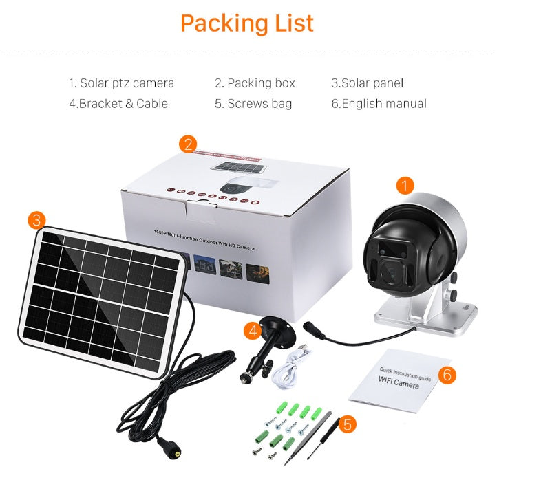 Solar Powered Wireless WiFi Surveillance Camera 1618135118011