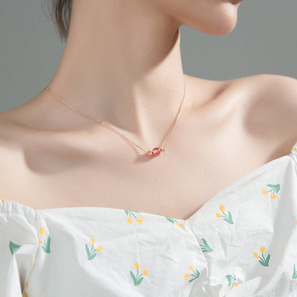 Summer Sweet Girl Heart Strawberry Crystal Candy Small Fresh Fashion Temperament Clavicle Chain 1618135228871