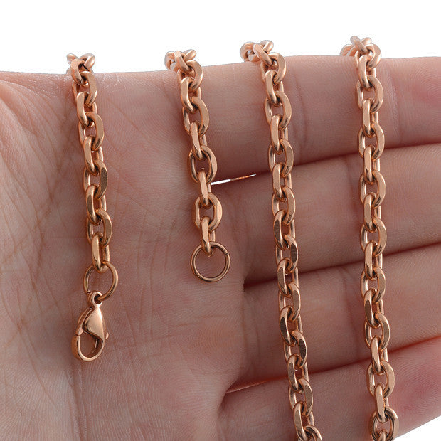 Supply European And American Simple Stainless Steel Angle Chain, Keel With Chain, Stainless Steel Rose Gold Necklace, Pendant