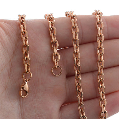 Supply European And American Simple Stainless Steel Angle Chain, Keel With Chain, Stainless Steel Rose Gold Necklace, Pendant